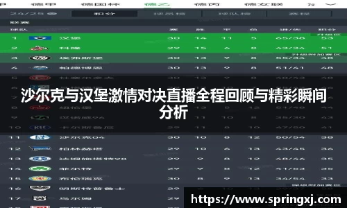 沙尔克与汉堡激情对决直播全程回顾与精彩瞬间分析