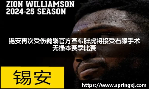 锡安再次受伤鹈鹕官方宣布胖虎将接受右膝手术无缘本赛季比赛